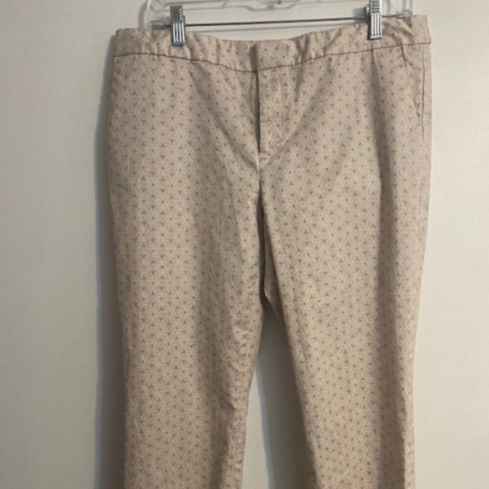 Banana Republic Titan Fit Tan/White Geometric pattern ankle pants, size 12